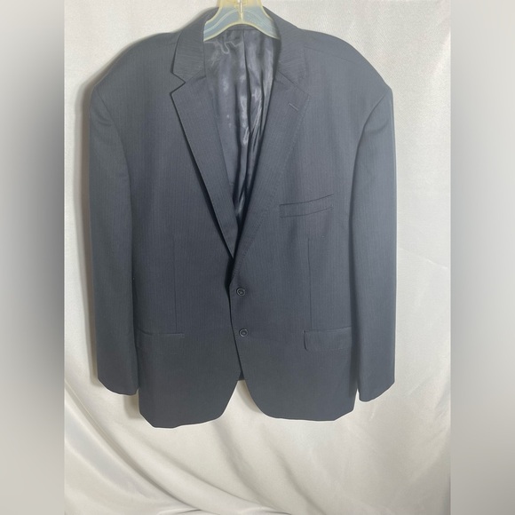 Calvin Klein Men’s 50R Black Pinstripe Wool 2-Button Blazer Sport Coat Jacket - Picture 1 of 7